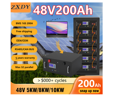 Pacote de bateria LiFePO4 48V 200Ah 100Ah 51,2V 10Kw